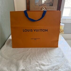 Louis Vuitton Orange Shopping Bag with Black Logo size 17X23